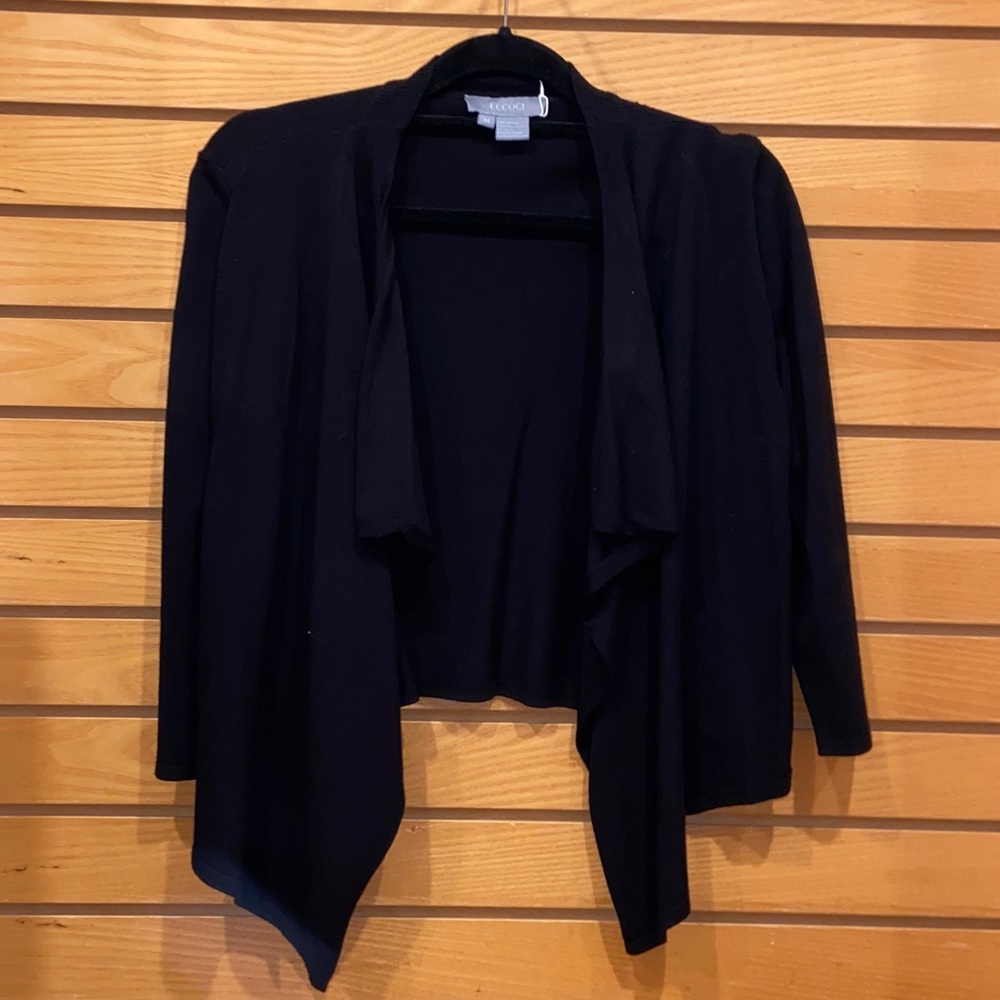 Eccoci Cropped Long Sleeve Black Cardigan
